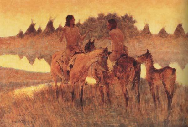 Frederic Remington The Gossiops (mk43) oil painting picture